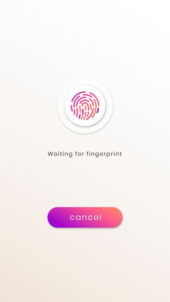 Fingerprint scan UI screen psd template for smartphone