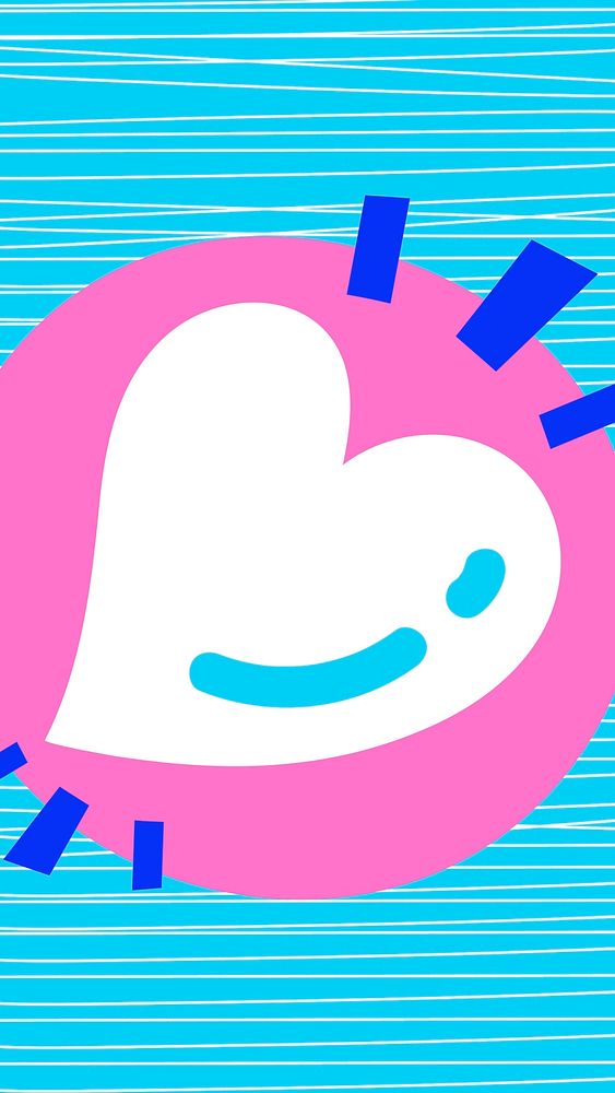 Funky cute heart on blue background