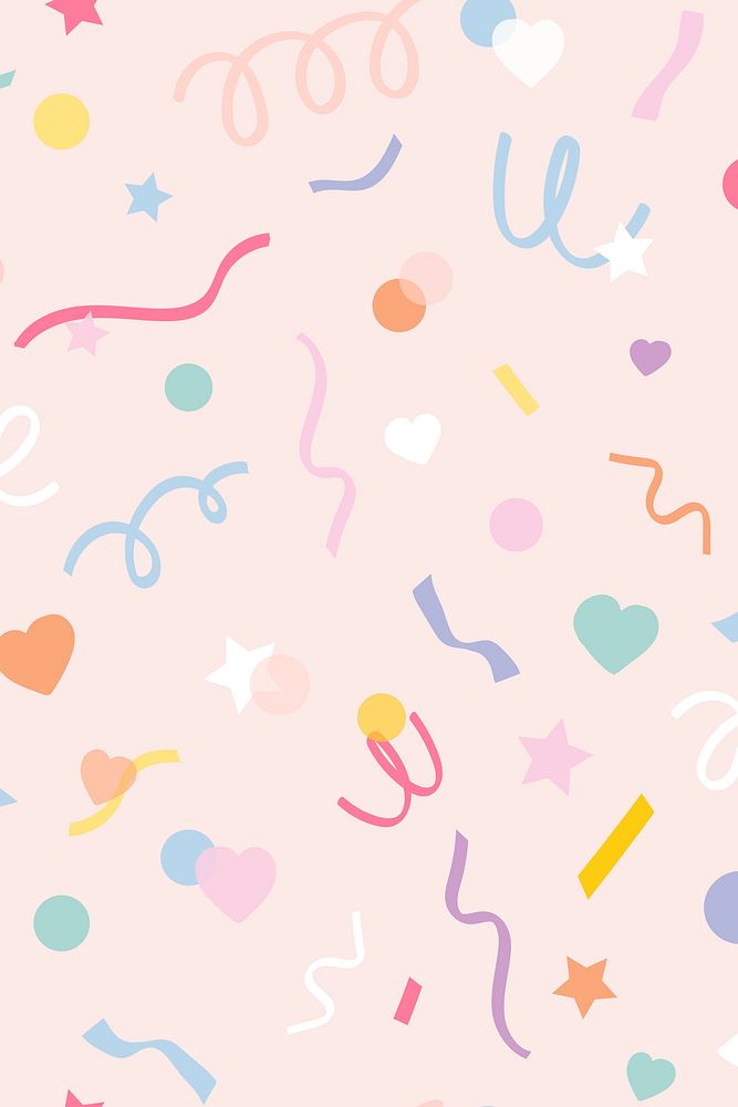 Confetti background in cute pastel pink pattern