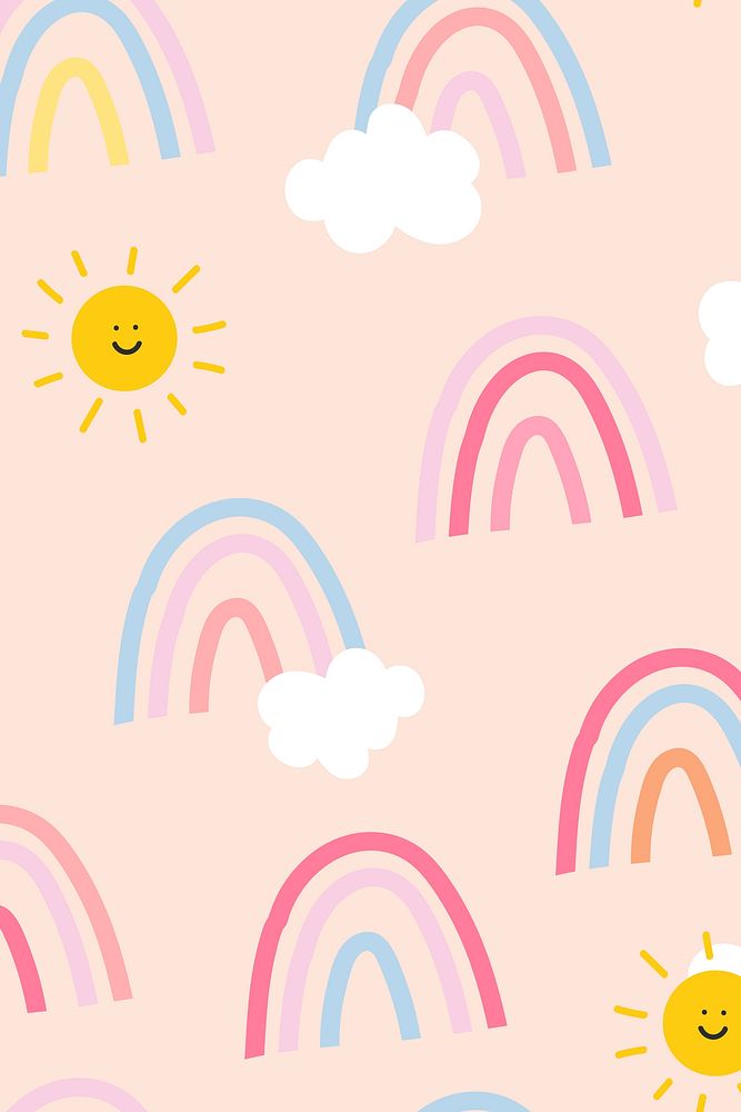 Background seamless pattern vector with cute rainbow