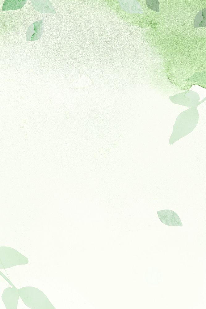 Environment green watercolor background psd with leaf border illustration                                                   …
