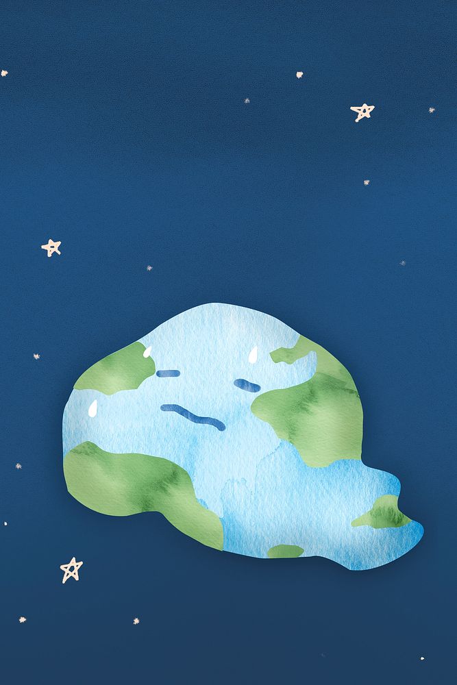 Global warming background psd with melting earth in watercolor illustration  