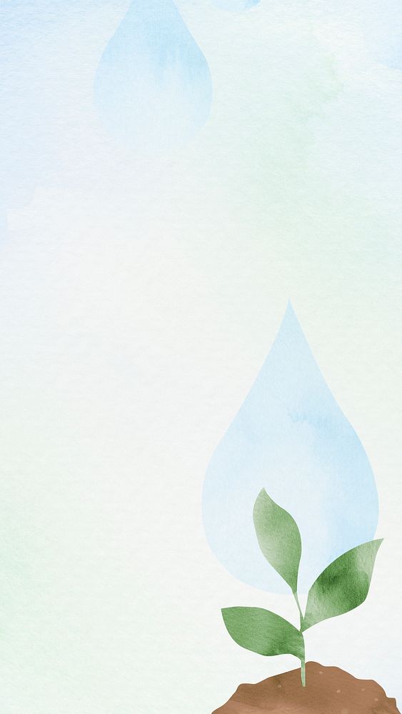 Eco-friendly watercolor background with planting tree illustration
