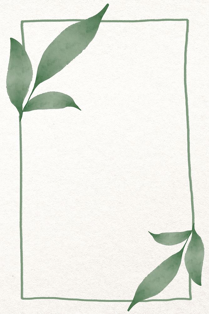 Leaf rectangle frame in watercolor green