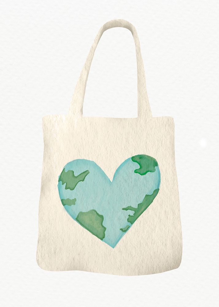 Tote bag psd with heart-shaped earth design element