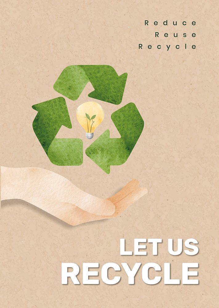 Recycling poster in watercolor illustration