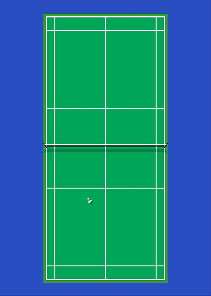 Aerial view of a badminton court