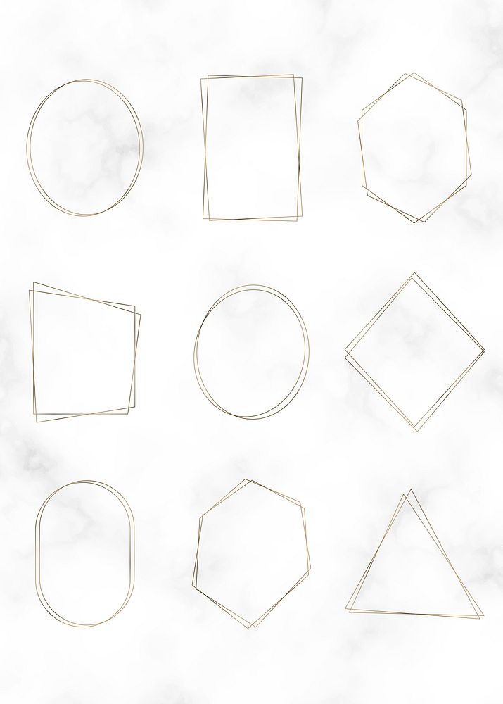 Golden polygon frame vector set