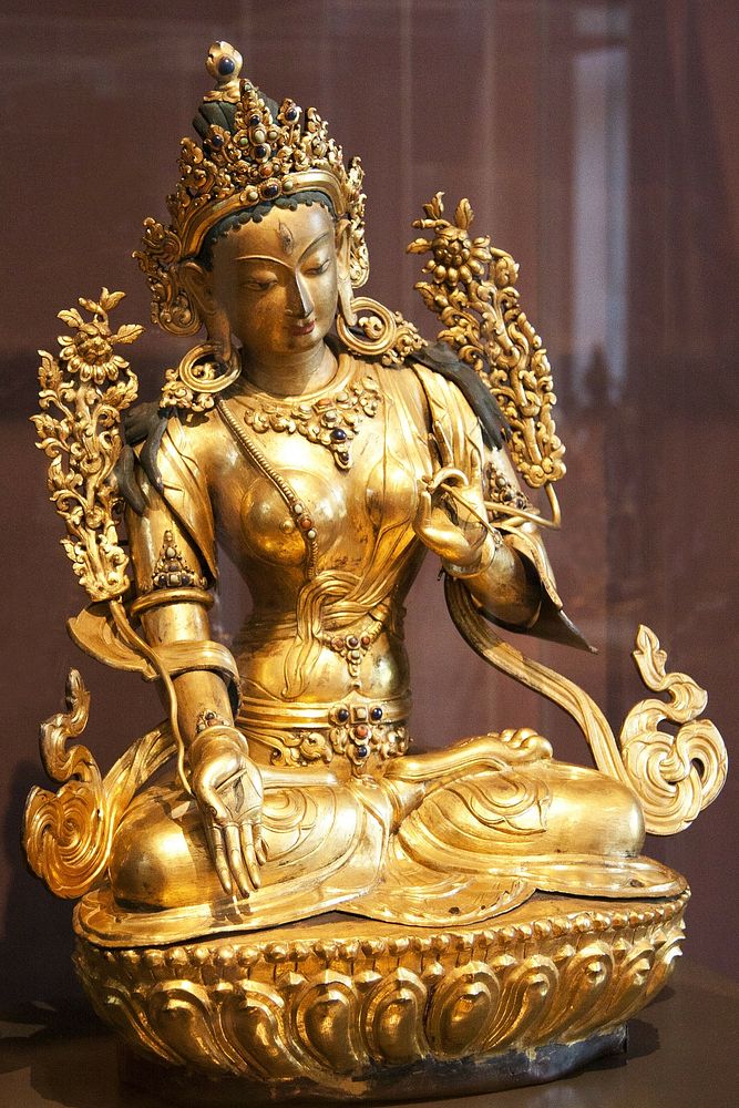 Bronze, golden, brass Buddhism statue, free public domain CC0 photo.