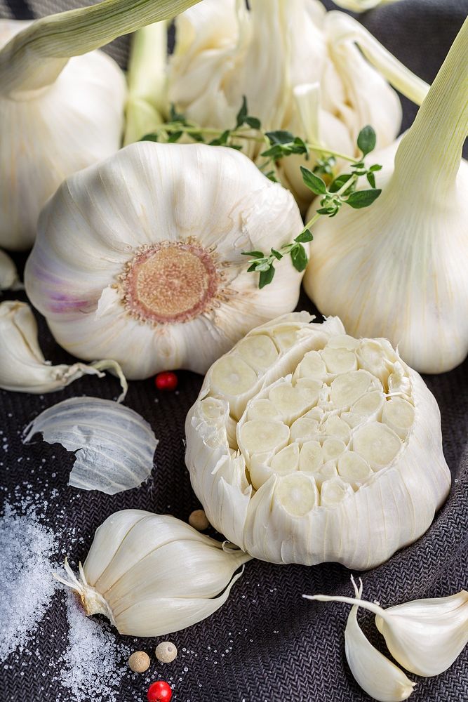 Free garlic and thyme image, public domain food CC0 photo