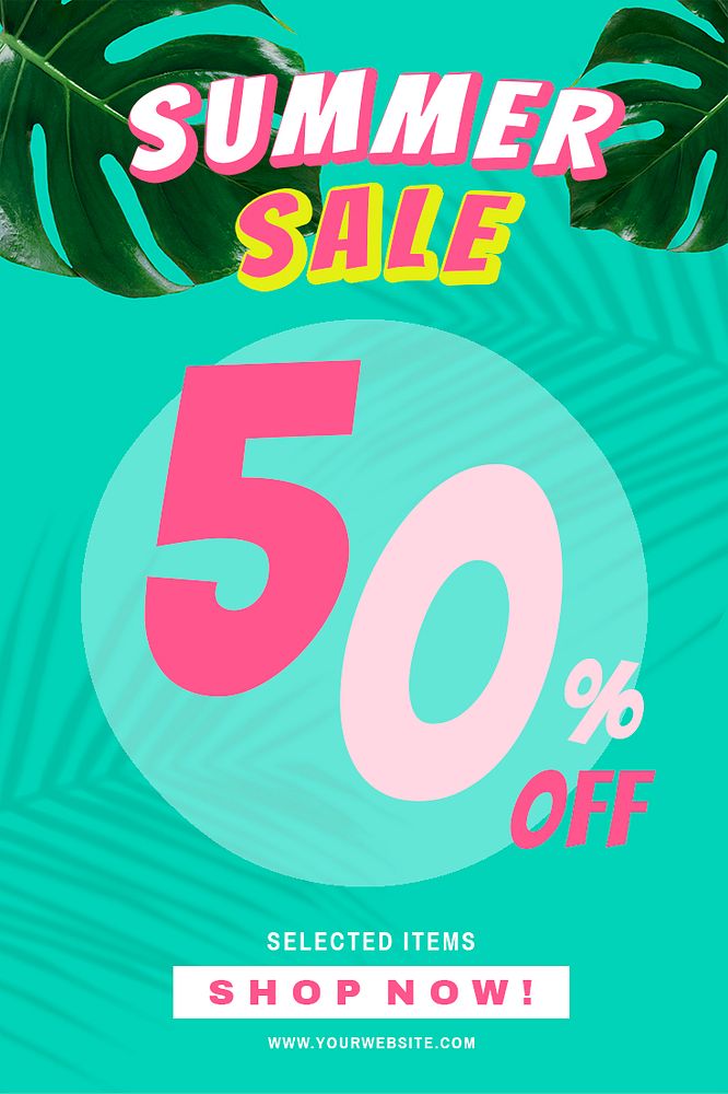 50% off summer sale promotion template advertisement