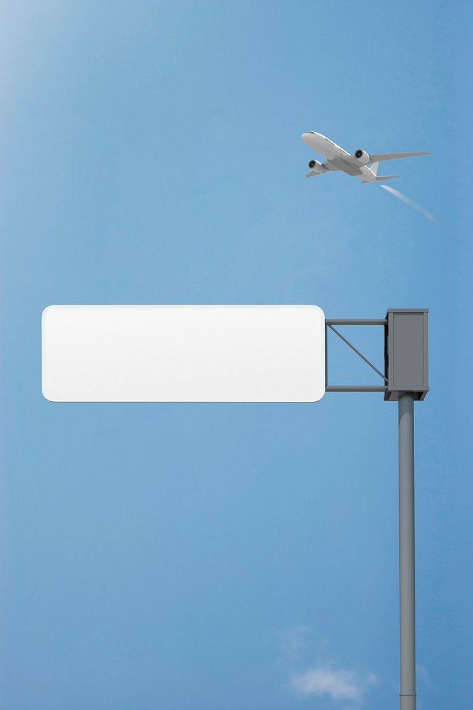Blank 3D airport sign, traffic direction with design space