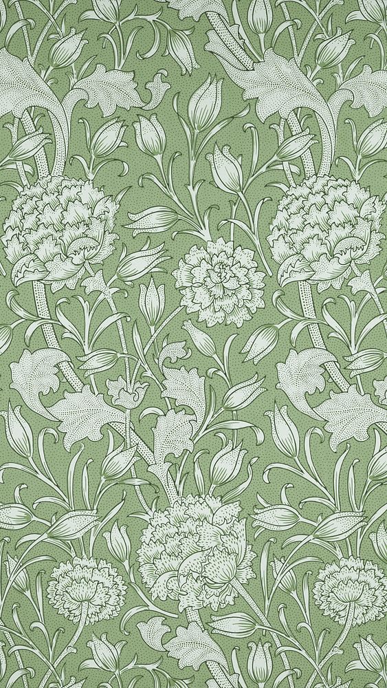 Vintage flowers iPhone wallpaper, William Morris pattern. Remixed from public domain artwork.