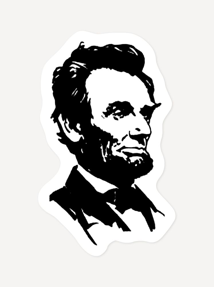 Abraham Lincoln portrait sticker with white border