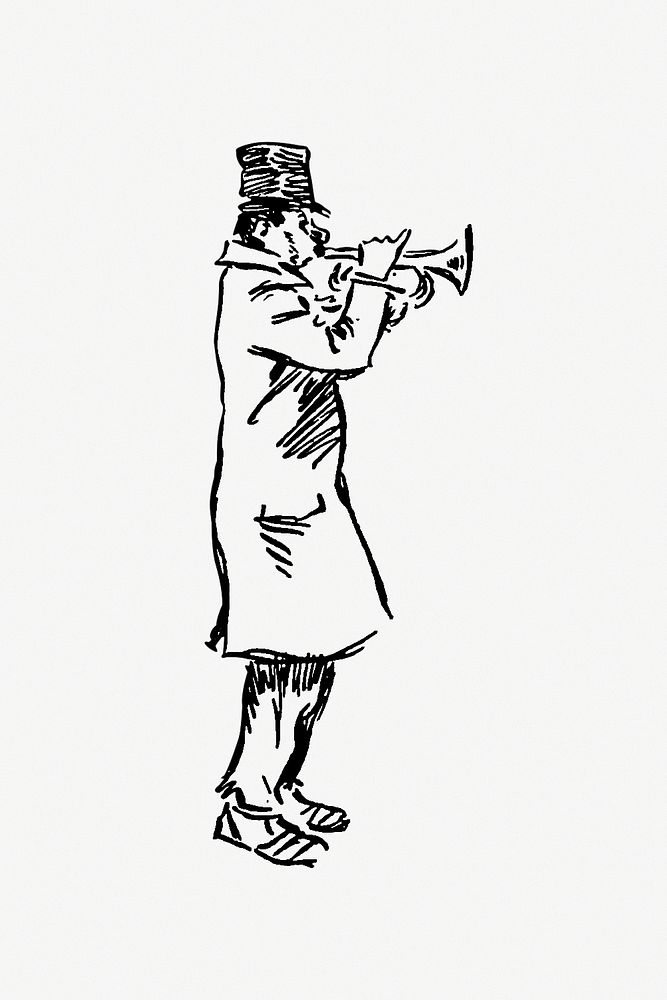 Drawing of a brass musician