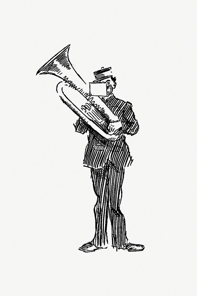 Parade brass musician from The Z.Z.G or Zig Zag Guide Round And About The Bold And Beautiful Kentish Coast... Illustrated by…