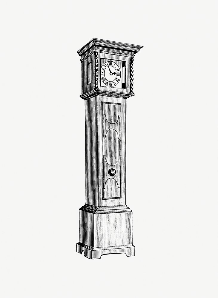Drawing of a grandfather clock Premium PSD Illustration rawpixel