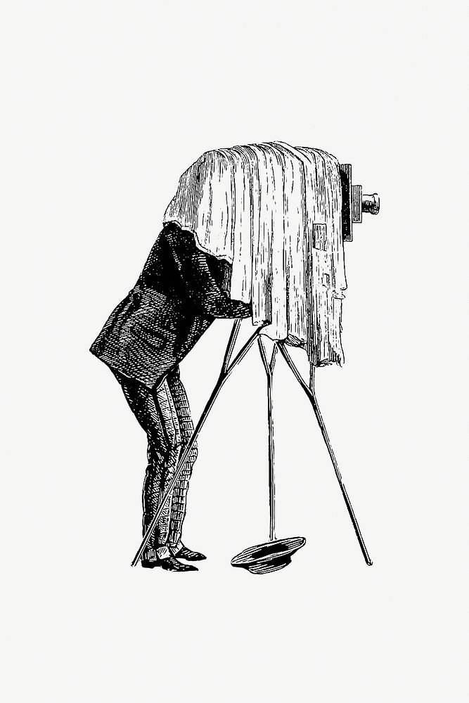 Drawing of a vintage photographer