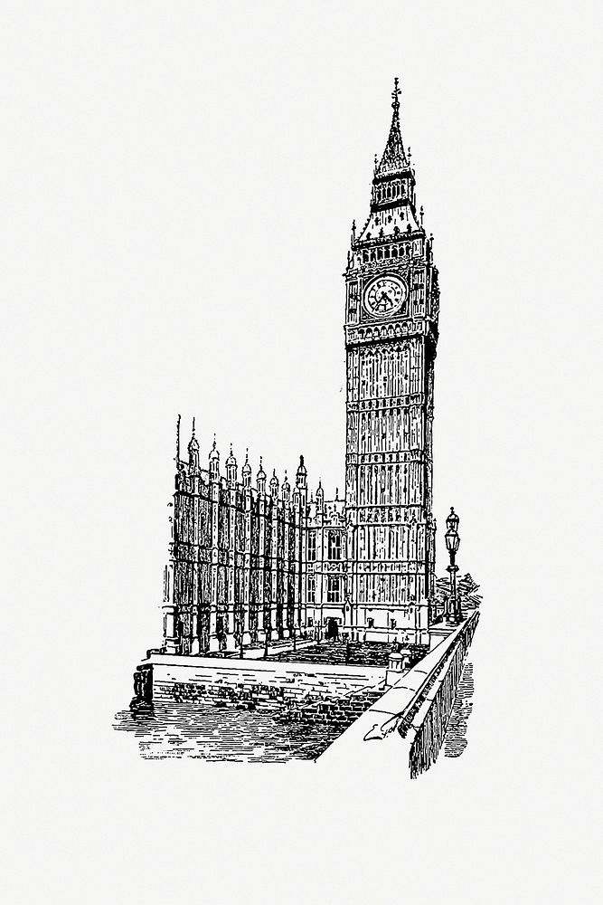 Drawing of a clock tower
