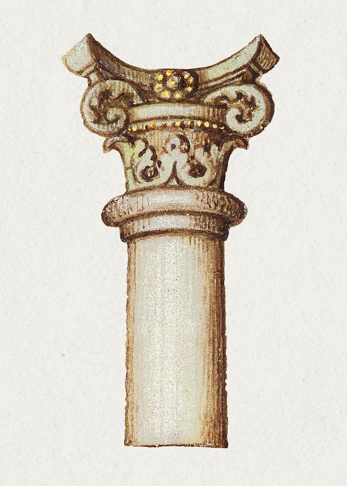 Vintage Victorian pillar hand drawn illustration