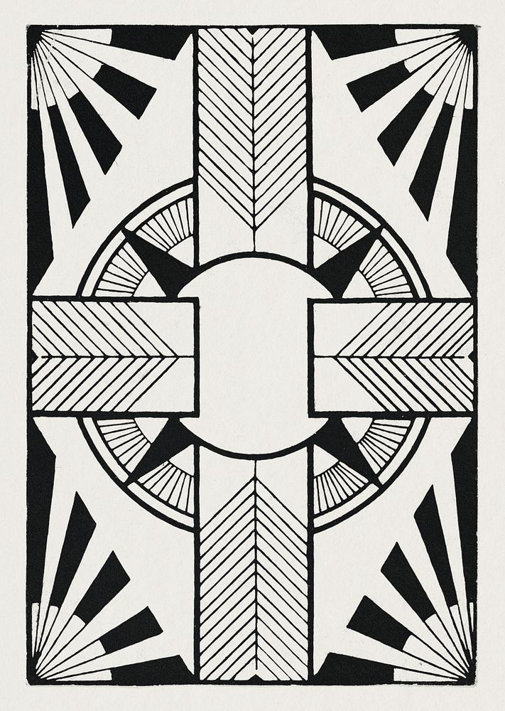Ornament with circle and cross (Ornament met cirkel en kruis) (c.1905) print in high resolution by Samuel Jessurun de…