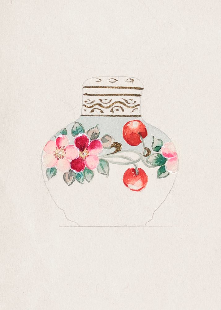 Design for Lidded Jar (1880-1910) painting in high resolution by Noritake Factory. Original from The Smithsonian…