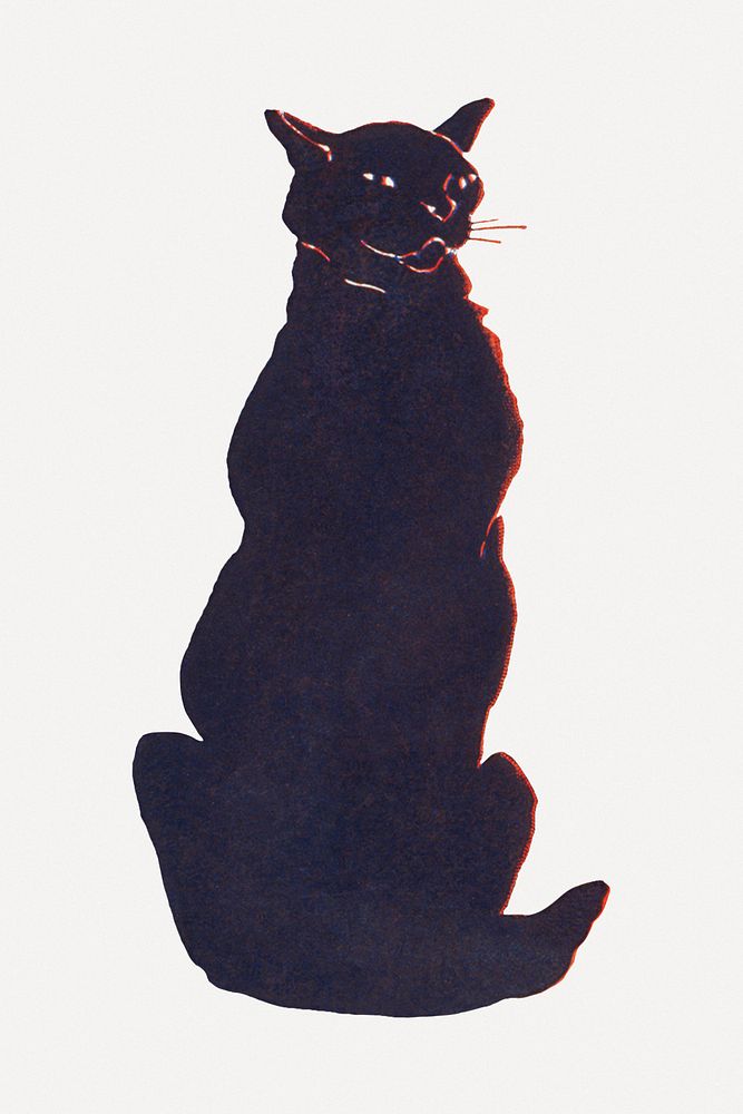 Black cat psd art print, remixed from artworks by Edward Penfield