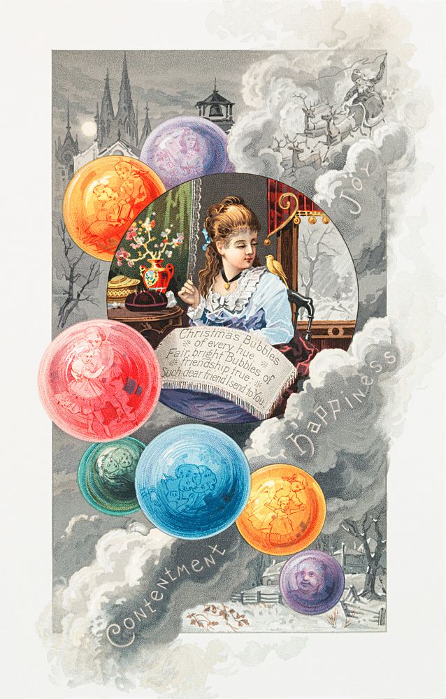 Christmas card depicting needlework from The Miriam and Ira D. Wallach Division of Art, Prints and Photographs: Picture…