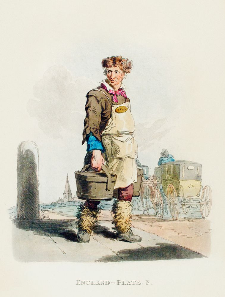 Illustration of a waterman to a coach-stand from Picturesque Representations of the Dress and Manners of the English(1814)…