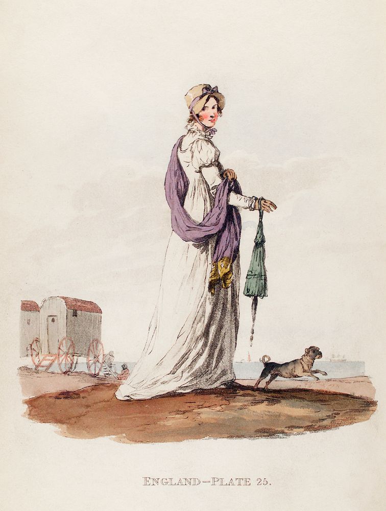 Illustration of a lady in Summer dress from Picturesque Representations of the Dress and Manners of the English(1814) by…