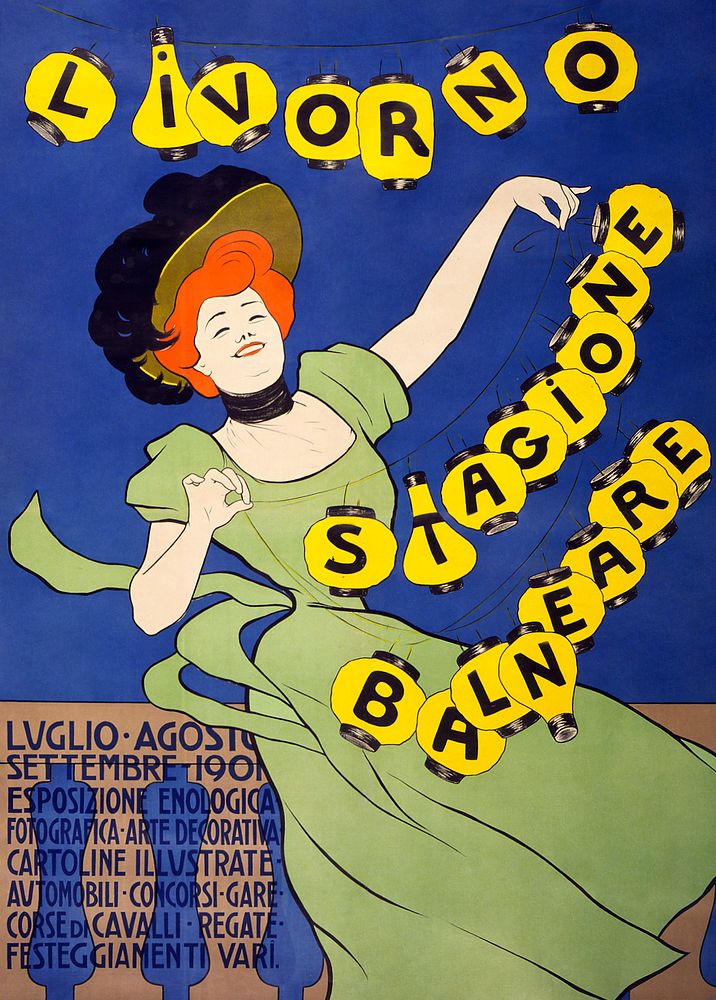 Livorno stagione balneare (1901) print in high resolution by Leonetto Cappiello. Original from the Library of Congress.…
