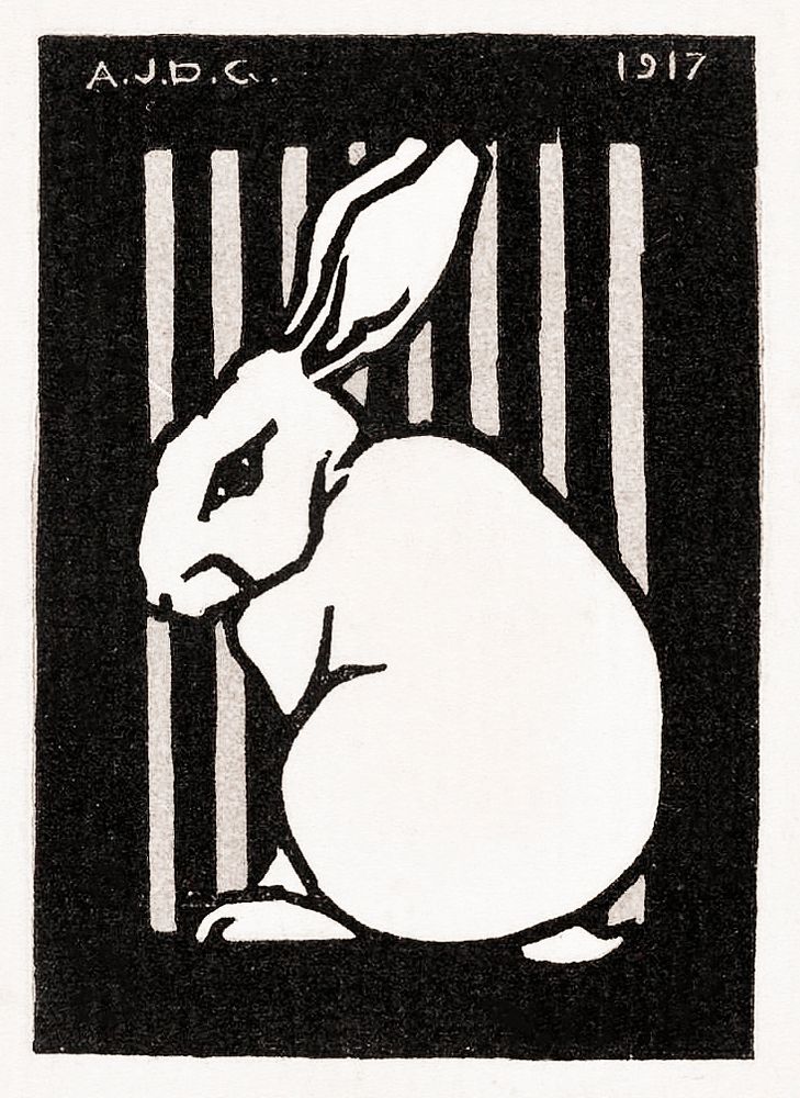 Sitting rabbitby (1917) by Julie de Graag (1877-1924). Original from The Rijksmuseum. Digitally enhanced by rawpixel