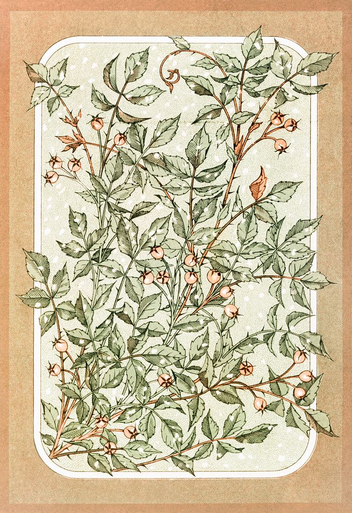 Christmas Card Depicting Botanical Ornamentation (1865&ndash;1899) by L. Prang & Co. Original from The New York Public…