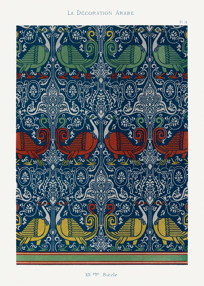 Arabic art pattern, Emile Prisses d’Avennes, La Decoration Arabe. Digitally enhanced lithograph from own original 1885…