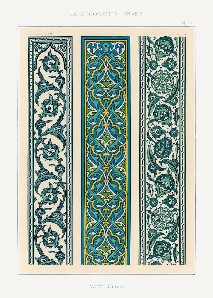 La Decoration Arabe, plate no. 29, Emile Prisses d&rsquo;Avennes. Digitally enhanced lithograph from own original 1885…