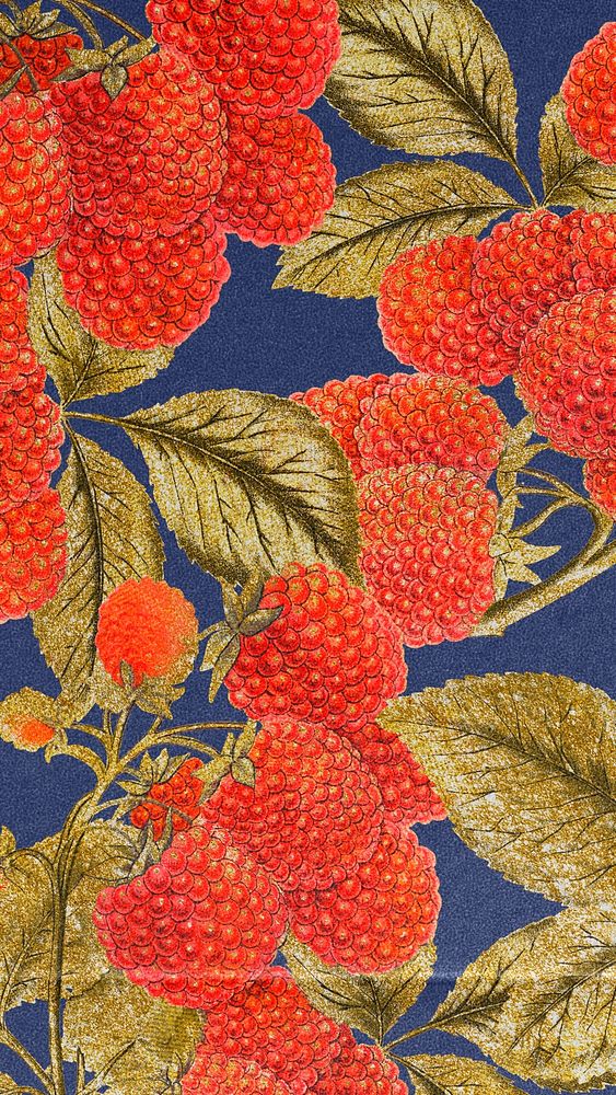 Raspberry mobile wallpaper, red vintage aesthetic 