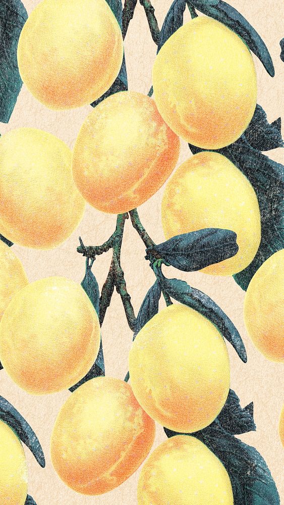 Yellow plum phone wallpaper, aesthetic background