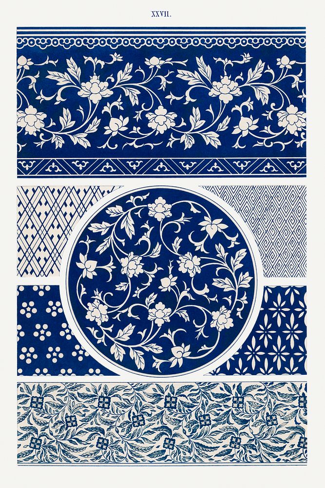 Blue flower pattern, Examples of Chinese Ornament selected from objects in the South Kensington Museum and other collections…