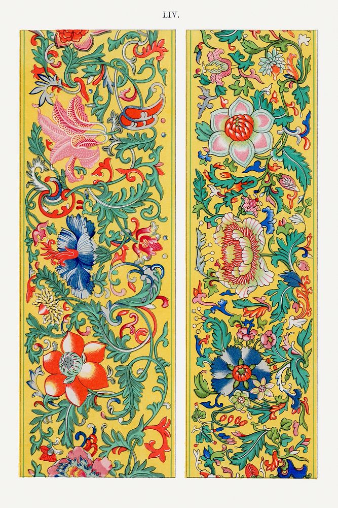 Yellow botanical pattern, Examples of Chinese Ornament selected from objects in the South Kensington Museum and other…