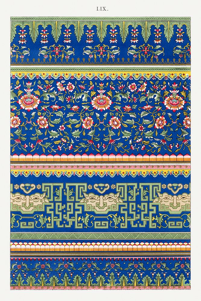 Chinese floral illustration, Examples of Chinese Ornament selected from objects in the South Kensington Museum and other…