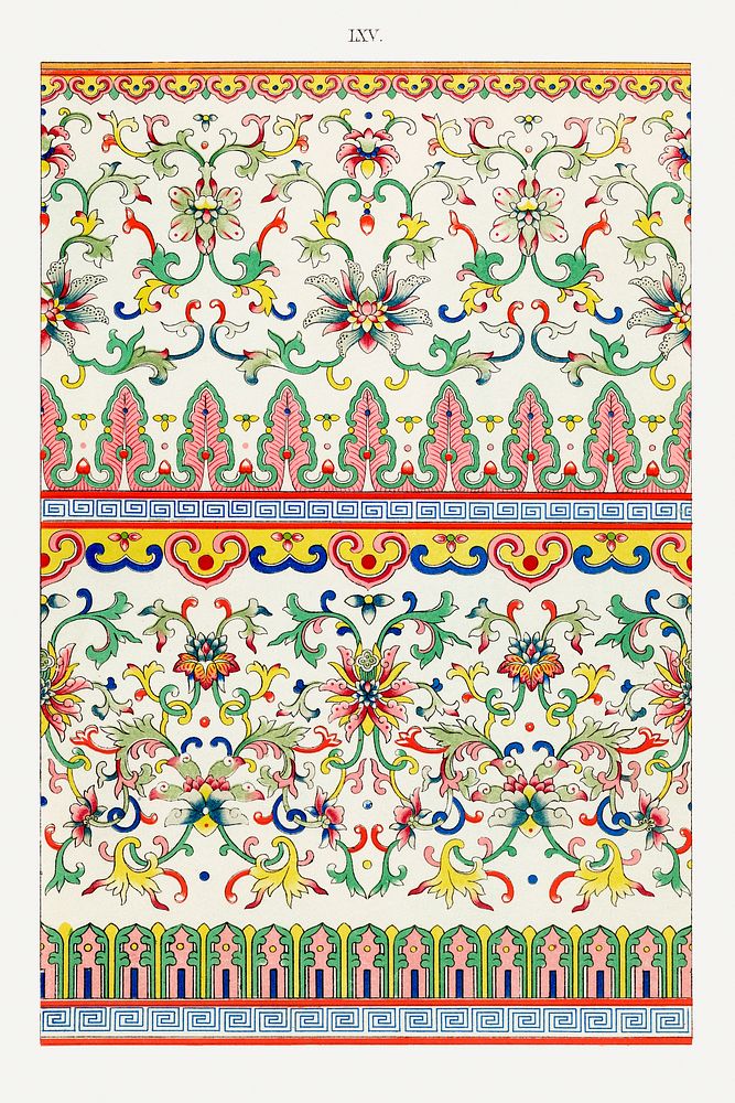 Colorful floral pattern, Examples of Chinese Ornament selected from objects in the South Kensington Museum and other…