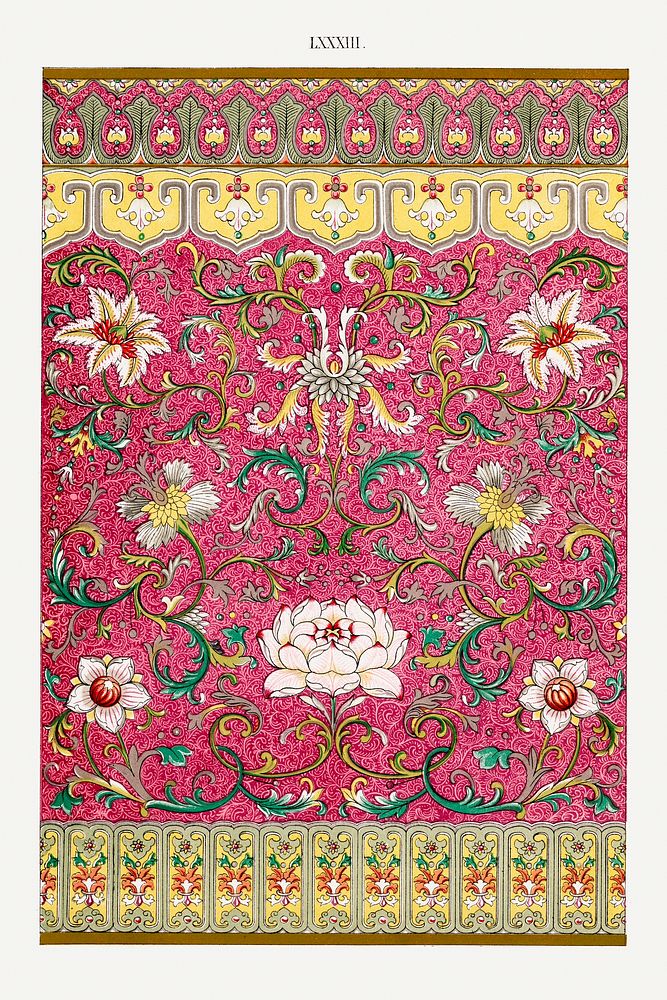 Pink floral pattern, Examples of Chinese Ornament selected from objects in the South Kensington Museum and other collections…