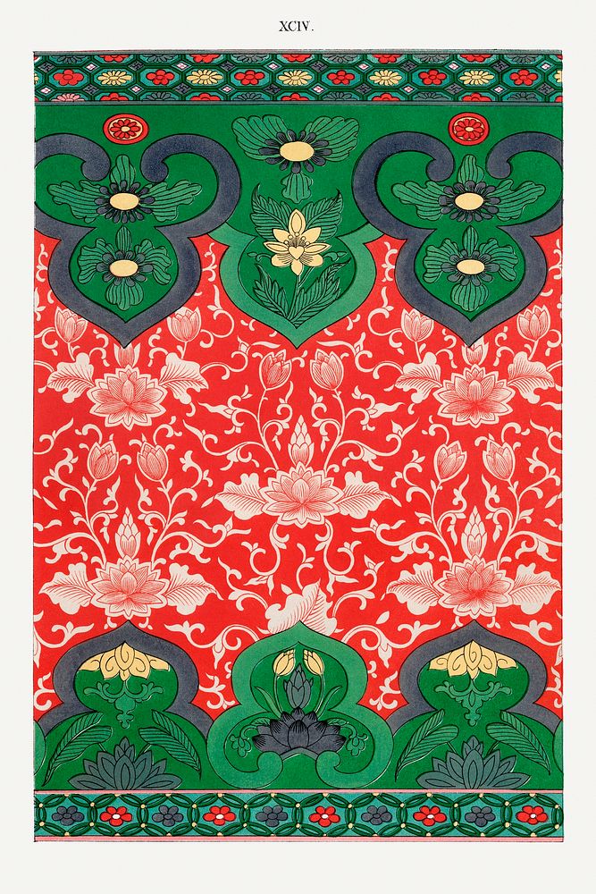 Red floral pattern, Examples of Chinese Ornament selected from objects in the South Kensington Museum and other collections…