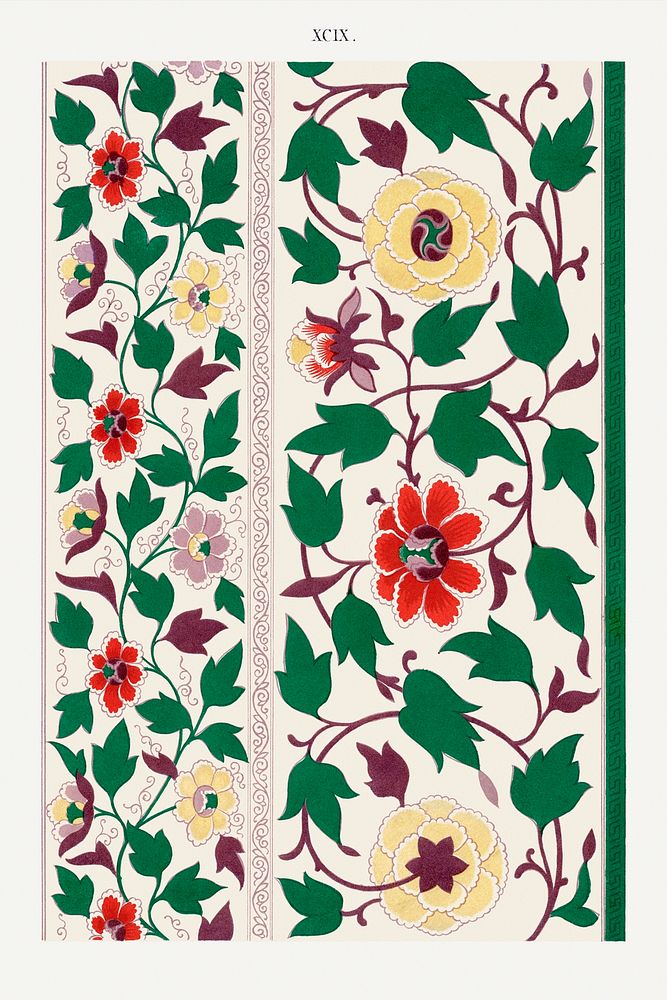 Colorful flower pattern, Examples of Chinese Ornament selected from objects in the South Kensington Museum and other…