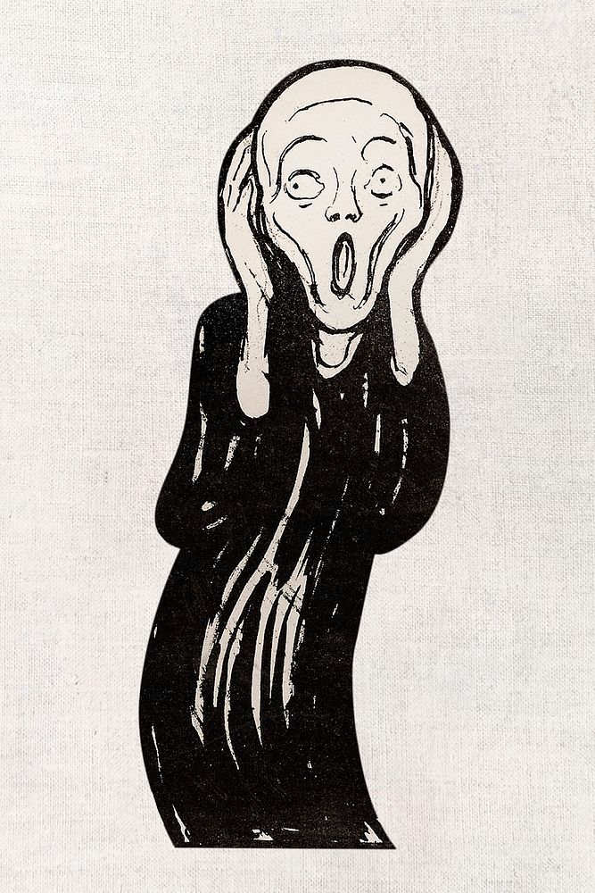 Edvard Munch's The Scream illustration, famous artwork, remastered by rawpixel