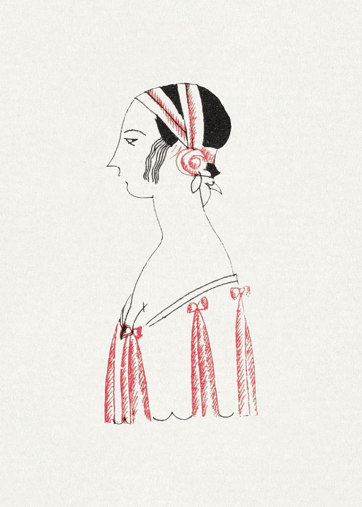 Les Gorgerettes (1922) fashion plate in high resolution by Charles Martin, published in Gazette du Bon Ton. Original from…