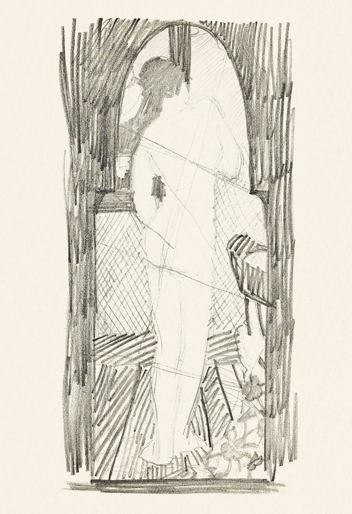 Achterzijde van een staande naakte vrouw (1906&ndash;1945) by Reijer Stolk. Original from The Rijksmuseum. Digitally…