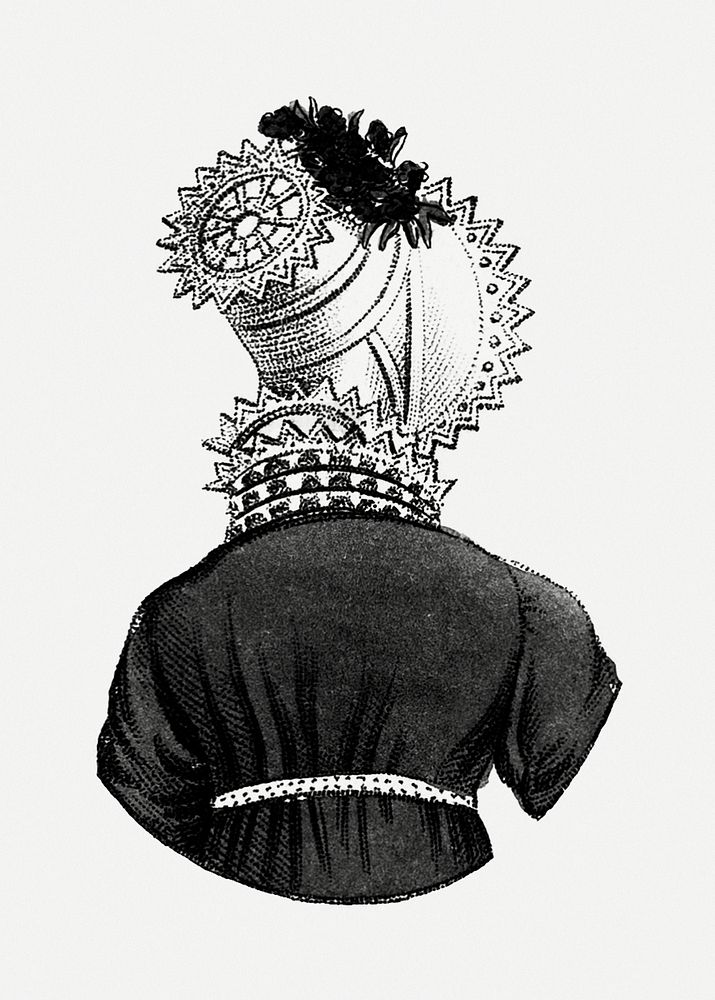 Vintage fashion head dress psd illustration, remix from artworks by John Bell