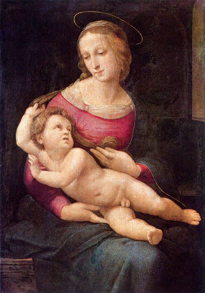Raphael's Bridgewater Madonna (1507) famous painting. Original from Wikimedia Commons. Digitally enhanced by rawpixel.