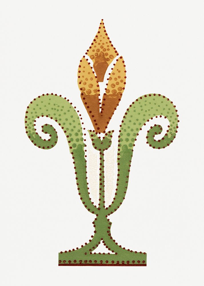 Vintage art nouveau flower psd element, featuring public domain artworks